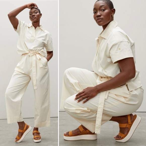 Everlane The Leather Platform Sandal Golden Brown Tan Ankle Strap White Velcro 6 - Picture 4 of 16